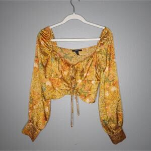 Forever 21 satin long sleeve blouse top